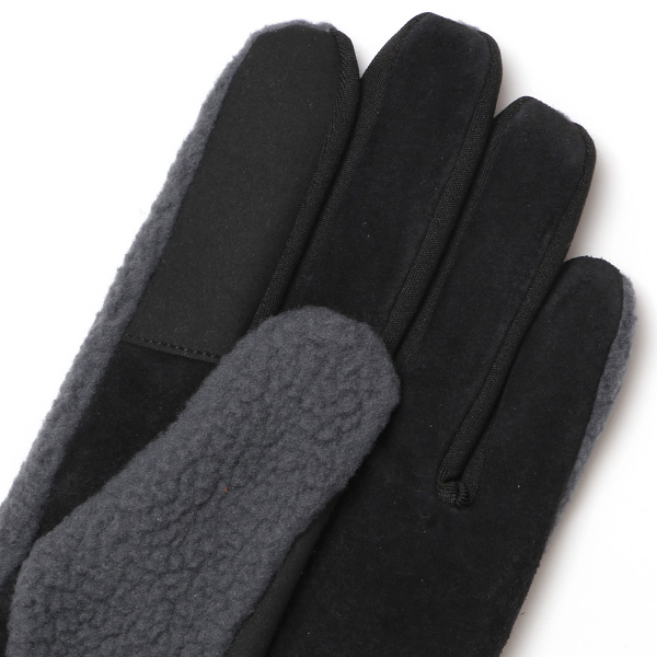  手袋 メンズ ボア 暖かい 裏起毛 防寒 日本製 ブランド グレー グレイ 灰色 タッチパネル スマホ操作可能 アメカジ アウトドア スポーツ おしゃれ 指無し グローブ KURODA(クロダ)