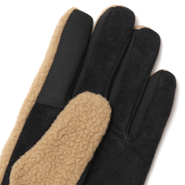  手袋 メンズ ボア 暖かい 裏起毛 防寒 日本製 ブランド ベージュ 肌色 タッチパネル スマホ操作可能 アメカジ アウトドア スポーツ おしゃれ 指無し グローブ KURODA(クロダ)