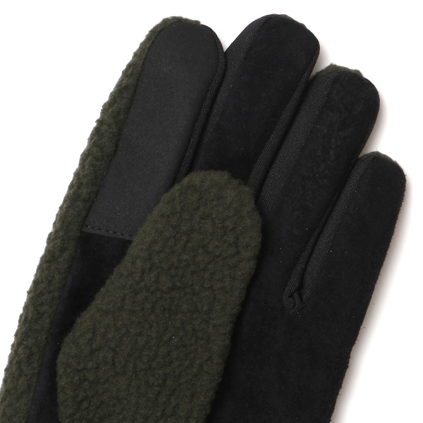  手袋 メンズ ボア 暖かい 裏起毛 防寒 日本製 ブランド グリーン 緑色 タッチパネル スマホ操作可能 アメカジ アウトドア スポーツ おしゃれ 指無し グローブ KURODA(クロダ)