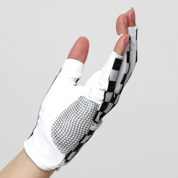  ゴルフ 手袋 レディース ブランド 両手 洗濯可 総柄 指無し フィンガーレス ゴルフグローブ ブラック 黒 黒色 女性用 ストレッチ フィット感 速乾性 スポーツ オシャレ プレゼント 日本ブランド サイズ 19/21 ペレック(PELLEK)