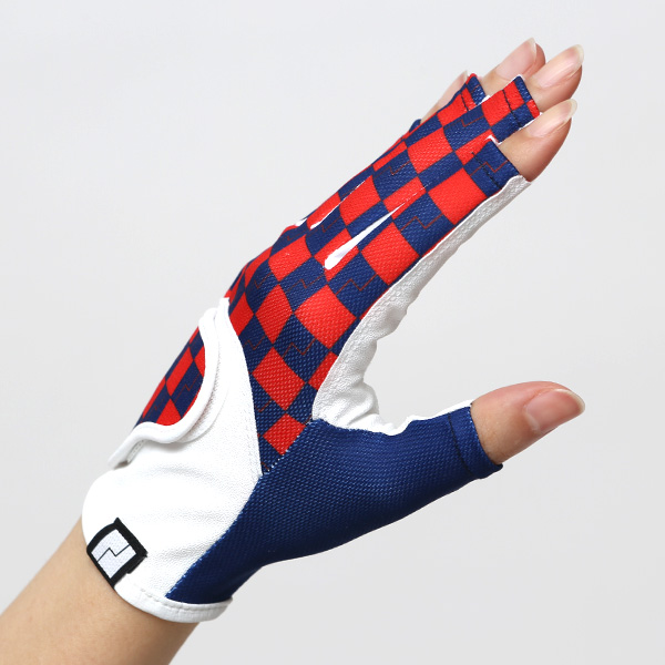  ゴルフ 手袋 レディース ブランド 両手 洗濯可 総柄 指無し フィンガーレス ゴルフグローブ ブルー ネイビー 青色 女性用 ストレッチ フィット感 速乾性 スポーツ オシャレ プレゼント 日本ブランド サイズ 19/21 ペレック(PELLEK)