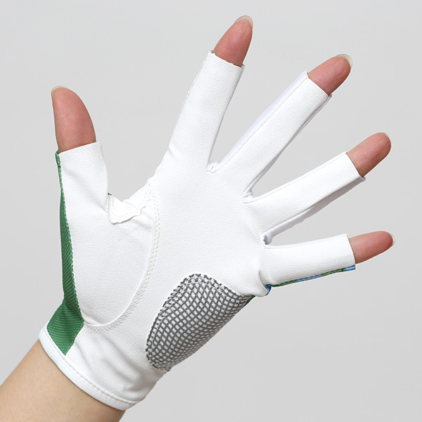  ゴルフ 手袋 レディース ブランド 両手 洗濯可 総柄 指無し フィンガーレス ゴルフグローブ グリーン 緑色 女性用 ストレッチ フィット感 速乾性 スポーツ オシャレ プレゼント 日本ブランド サイズ 19/21 ペレック(PELLEK)