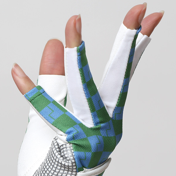  ゴルフ 手袋 レディース ブランド 両手 洗濯可 総柄 指無し フィンガーレス ゴルフグローブ グリーン 緑色 女性用 ストレッチ フィット感 速乾性 スポーツ オシャレ プレゼント 日本ブランド サイズ 19/21 ペレック(PELLEK)