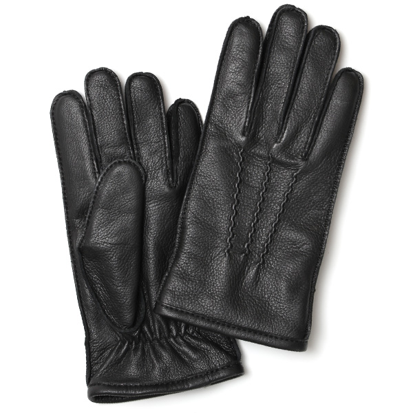 KURODA(クロダ) ディアスキン(鹿革) カシミヤ100％裏地 三本山 メンズ 本革手袋 ブラック