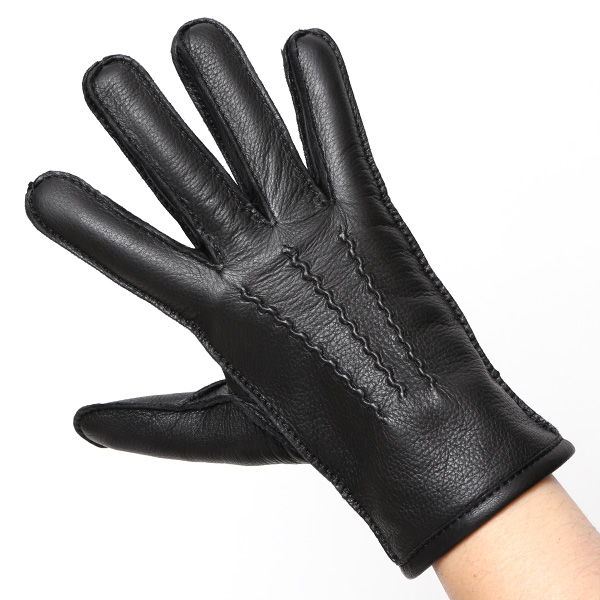  KURODA(クロダ) 鹿革 日本製 メンズ 革手袋 カシミヤ100％裏地 防寒 ブラック 黒 黒色 30代 40代 50代 60代 男性 プレゼント 暖かい 高級 ブランド ギフト 化粧箱付き