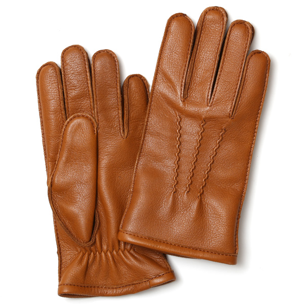 KURODA(クロダ) ディアスキン(鹿革) カシミヤ100％裏地 三本山 メンズ 本革手袋 キャメル