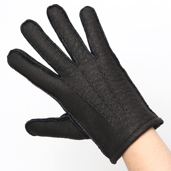 KURODA(クロダ) ペッカリー革 日本製 メンズ 革手袋 カシミヤ100%裏地 防寒 ブラック 黒 黒色 30代 40代 50代 60代 男性 プレゼント 暖かい 高級 ブランド ギフト 化粧箱付き