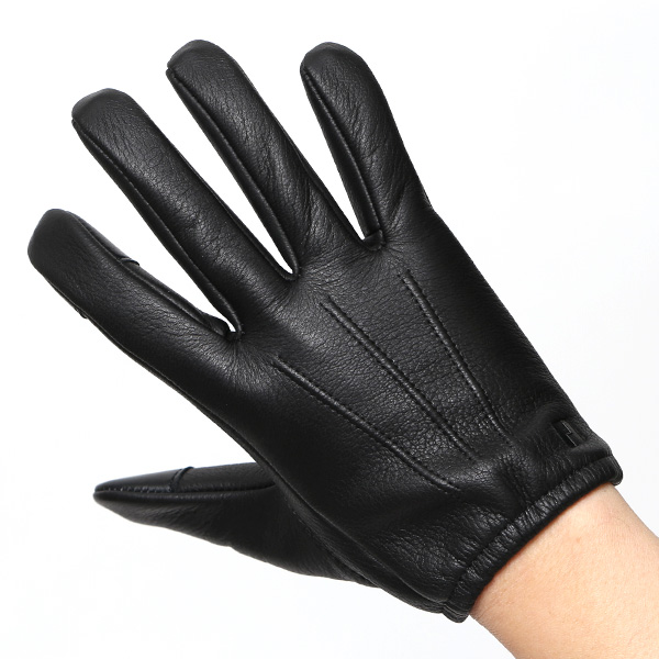 鹿革 日本製 バイクグローブ メンズ 自転車 ショート丈 手袋 スマホ操作可能 ブラック 黒 黒色 高級 ブランド 経年変化 味わい レザー スーツ 自転車通勤 ビジネス おしゃれ KURODA(クロダ) ペレック(PELLEK)