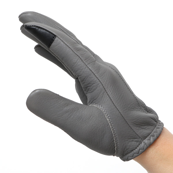 鹿革 日本製 バイクグローブ メンズ 自転車 ショート丈 手袋 スマホ操作可能 グレー グレイ 灰色 高級 ブランド 経年変化 味わい レザー スーツ 自転車通勤 ビジネス おしゃれ KURODA(クロダ) ペレック(PELLEK)