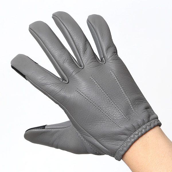  鹿革 日本製 バイクグローブ メンズ 自転車 ショート丈 手袋 スマホ操作可能 グレー グレイ 灰色 高級 ブランド 経年変化 味わい レザー スーツ 自転車通勤 ビジネス おしゃれ KURODA(クロダ) ペレック(PELLEK)
