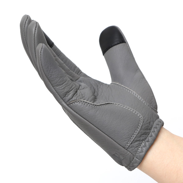  鹿革 日本製 バイクグローブ メンズ 自転車 ショート丈 手袋 スマホ操作可能 グレー グレイ 灰色 高級 ブランド 経年変化 味わい レザー スーツ 自転車通勤 ビジネス おしゃれ KURODA(クロダ) ペレック(PELLEK)