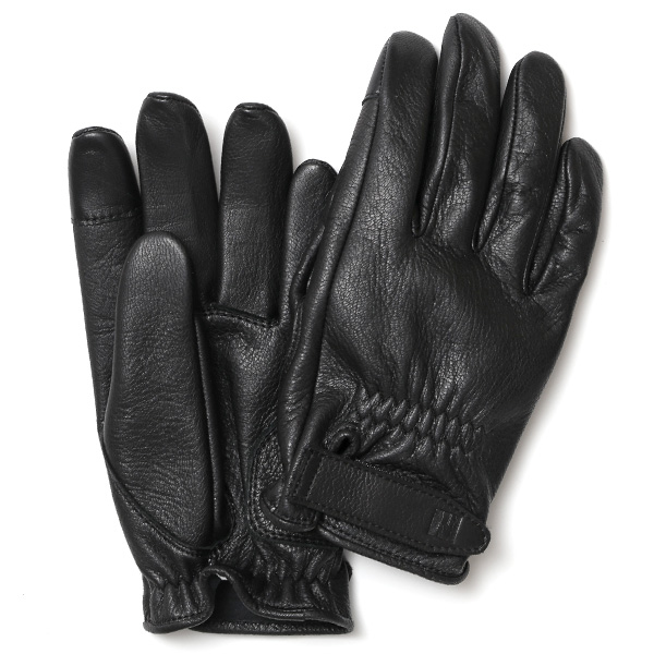 KURODA(クロダ) ペレック(PELLEK) バイクグローブ ディアスキン(鹿革) スマホ操作可能 ベルト付き メンズ 本革手袋 ブラック
