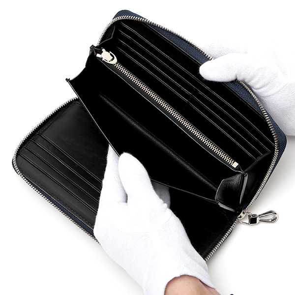  コードバン ラウンドファスナー 長財布 日本製 新喜皮革 レーデルオガワ アニリン染め 馬革 本革 ブルー ネイビー 青色 YKK エクセラ 財布 大容量 小銭入れ ギフト プレゼント メンズ レディース ブランド KUBERA(クベラ)