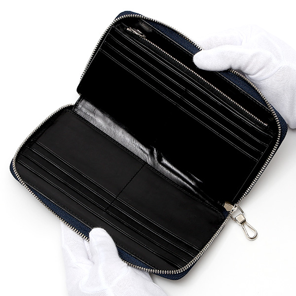  コードバン ラウンドファスナー 長財布 日本製 新喜皮革 レーデルオガワ アニリン染め 馬革 本革 ブルー ネイビー 青色 YKK エクセラ 財布 大容量 小銭入れ ギフト プレゼント メンズ レディース ブランド KUBERA(クベラ)