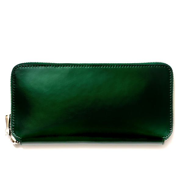  コードバン ラウンドファスナー 長財布 日本製 新喜皮革 レーデルオガワ アニリン染め 馬革 本革 グリーン 緑色 YKK エクセラ 財布 大容量 小銭入れ ギフト プレゼント メンズ レディース ブランド KUBERA(クベラ)