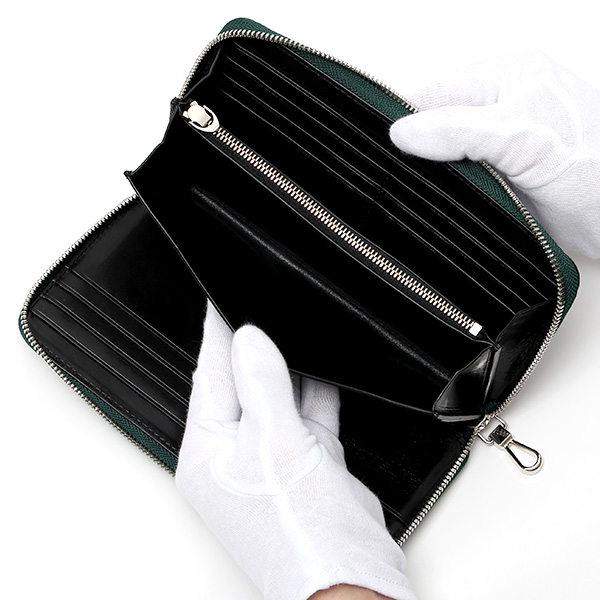  コードバン ラウンドファスナー 長財布 日本製 新喜皮革 レーデルオガワ アニリン染め 馬革 本革 グリーン 緑色 YKK エクセラ 財布 大容量 小銭入れ ギフト プレゼント メンズ レディース ブランド KUBERA(クベラ)