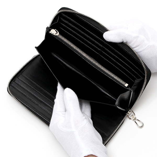  長財布 ラウンドファスナー コードバン 型押し レザー ウォレット 財布 メンズ レディース 日本製 ブラック 黒 黒色 大容量 カード収納 ギフト プレゼント 男性 女性 ブランド お財布 ラウンドジップ KUBERA(クベラ)