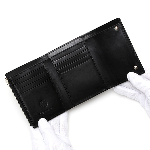  財布 コードバン 三つ折り財布 メンズ レザー ブランド 大容量 馬革 レーデルオガワ 新喜皮革 ブラック 黒 黒色 おしゃれ かっこいい 日本製 ウォレット メンズ 本革 プレゼント ギフト コンパクト KUBERA(クベラ)