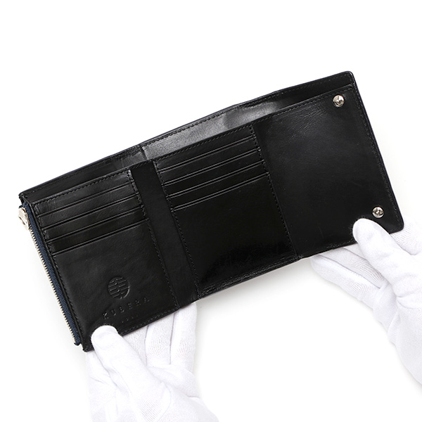  財布 コードバン 三つ折り財布 メンズ レザー ブランド 大容量 馬革 レーデルオガワ 新喜皮革 ブルー ネイビー 青色 おしゃれ かっこいい 日本製 ウォレット メンズ 本革 プレゼント ギフト コンパクト KUBERA(クベラ)