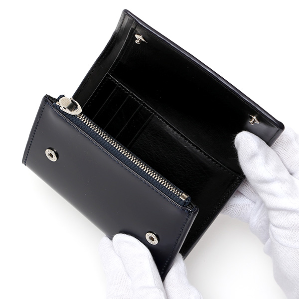  財布 コードバン 三つ折り財布 メンズ レザー ブランド 大容量 馬革 レーデルオガワ 新喜皮革 ブルー ネイビー 青色 おしゃれ かっこいい 日本製 ウォレット メンズ 本革 プレゼント ギフト コンパクト KUBERA(クベラ)