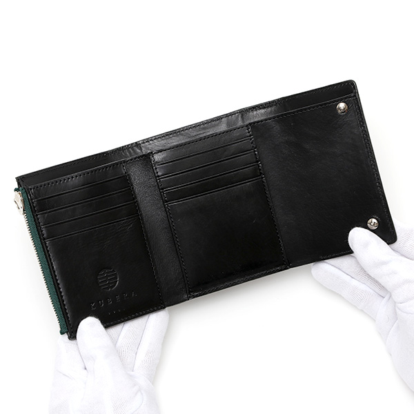  財布 コードバン 三つ折り財布 メンズ レザー ブランド 大容量 馬革 レーデルオガワ 新喜皮革 グリーン 緑色 おしゃれ かっこいい 日本製 ウォレット メンズ 本革 プレゼント ギフト コンパクト KUBERA(クベラ)