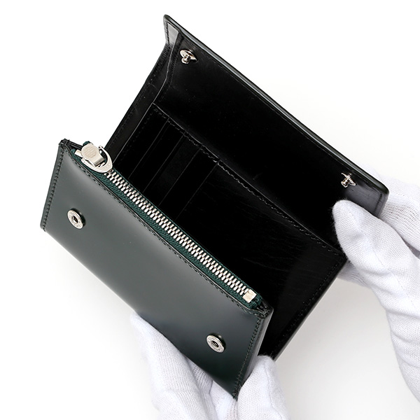  財布 コードバン 三つ折り財布 メンズ レザー ブランド 大容量 馬革 レーデルオガワ 新喜皮革 グリーン 緑色 おしゃれ かっこいい 日本製 ウォレット メンズ 本革 プレゼント ギフト コンパクト KUBERA(クベラ)