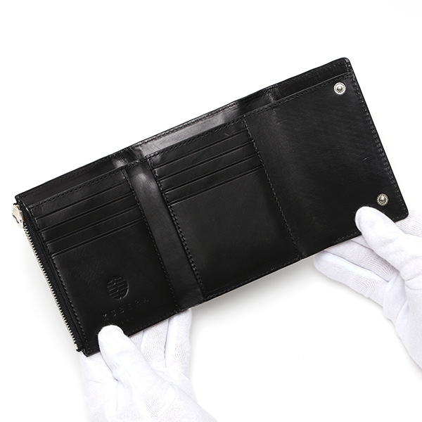  コードバン 型押し 馬革 レザー 財布 メンズ ブランド 大容量 小銭入れ 日本製 YKK エクセラ ファスナー ブラック 黒 黒色 三つ折り 財布 おしゃれ メンズ お札入れ 束入れ カード 収納 日本製 財布 KUBERA(クベラ)