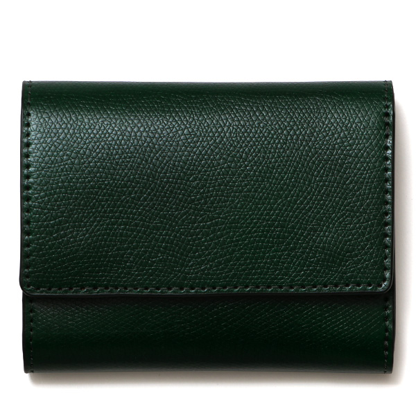 KUBERA(クベラ) コードバン型押し 三つ折り財布 グリーン