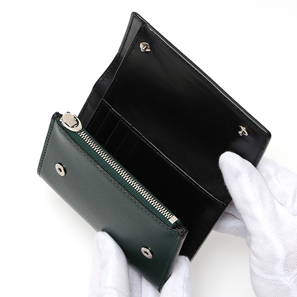  コードバン 型押し 馬革 レザー 財布 メンズ ブランド 大容量 小銭入れ 日本製 YKK エクセラ ファスナー グリーン 緑色 三つ折り 財布 おしゃれ メンズ お札入れ 束入れ カード 収納 日本製 財布 KUBERA(クベラ)