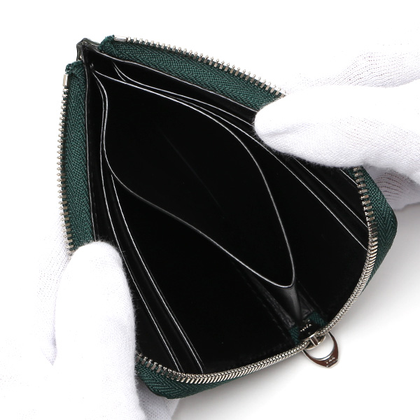  コードバン 財布 L字ファスナー 馬革 レザー コンパクト ミニ財布 薄型 軽量 スリム ウォレット L-ZIP グリーン 緑色 小さい さいふ 国産 ブランド メンズ ギフト レディース プレゼント 本革 YKKエクセラ KUBERA(クベラ)