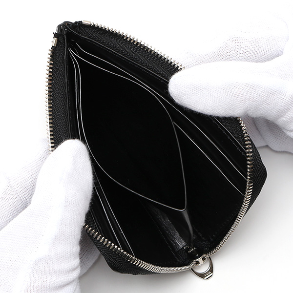 財布 L字ファスナー コンパクト 本革 型押し コードバン 小銭入れ メンズ レディース プレゼント ブラック 黒 黒色 ミニ財布 薄型 レザー 馬革 コンパクト お札入れ 日本製 ウォレット 革 ブランド KUBERA(クベラ)