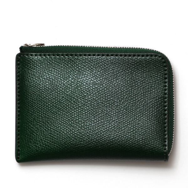  財布 L字ファスナー コンパクト 本革 型押し コードバン 小銭入れ メンズ レディース プレゼント グリーン 緑色 ミニ財布 薄型 レザー 馬革 コンパクト お札入れ 日本製 ウォレット 革 ブランド KUBERA(クベラ)