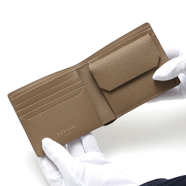  二つ折り財布 ブランド 財布 本革 シュランケンカーフ レザー ウォレット 小銭入れ カードケース 束入 ベージュ 肌色 ギフト プレゼント 男性 女性 おさいふ シュリンクレザー 日本製 ブランド KUBERA(クベラ) 51163