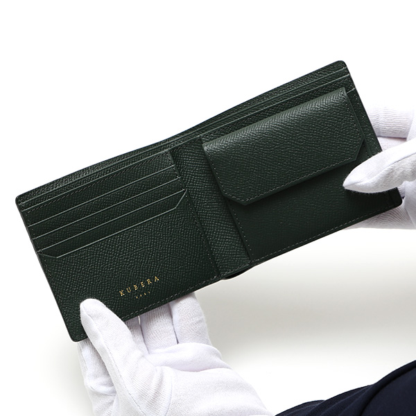  二つ折り財布 ブランド 財布 本革 シュランケンカーフ レザー ウォレット 小銭入れ カードケース 束入 グリーン 緑色 ギフト プレゼント 男性 女性 おさいふ シュリンクレザー 日本製 ブランド KUBERA(クベラ) 51163