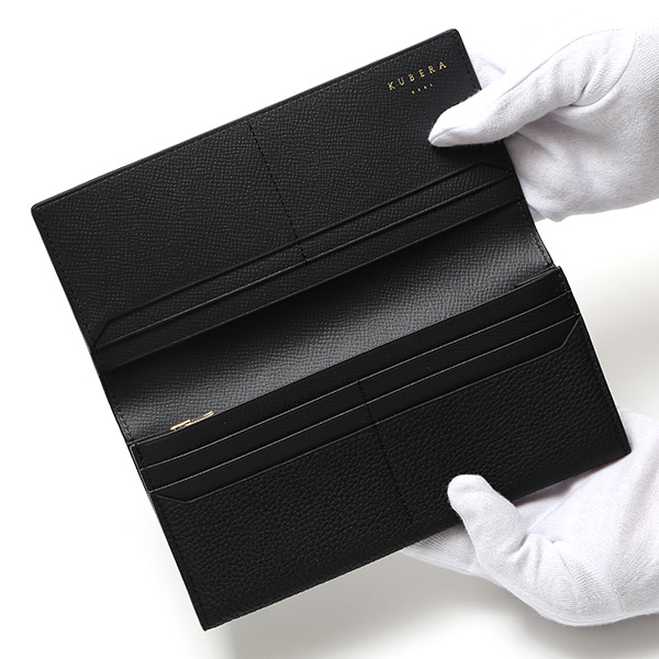  長財布 メンズ レディース 本革 ブランド 財布 薄型 小銭入れあり ロングウォレット シュランケンカーフ ブラック 黒 黒色 多機能 お財布 プレゼント 束入 カードケース シュリンクレザー 高級 日本製 KUBERA(クベラ) 51164