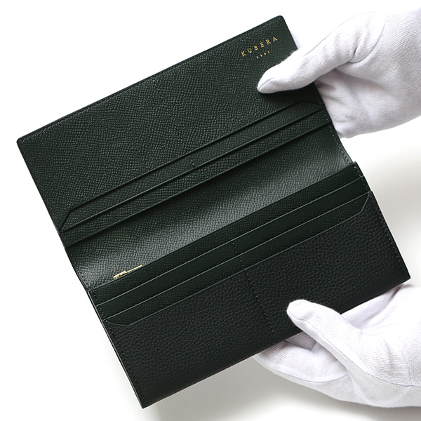  長財布 メンズ レディース 本革 ブランド 財布 薄型 小銭入れあり ロングウォレット シュランケンカーフ グリーン 緑色 多機能 お財布 プレゼント 束入 カードケース シュリンクレザー 高級 日本製 KUBERA(クベラ) 51164