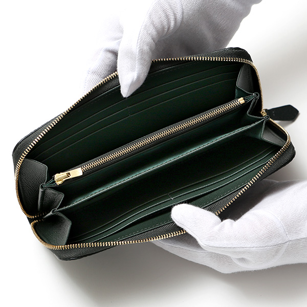  ラウンドファスナー長財布 メンズ レディース おしゃれ 革 ブランド 財布 小銭入れあり 大容量 薄マチ グリーン 緑色 シュランケンカーフ レザー 日本製 プレゼント 本革 お財布 シュリンク スマート KUBERA(クベラ) 51165