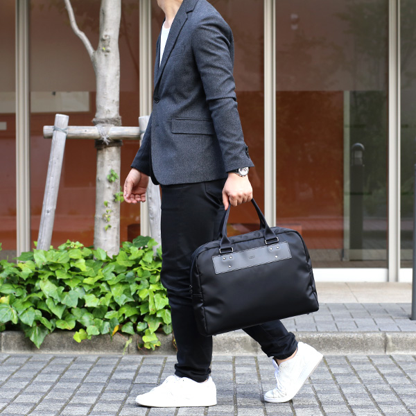  ブリーフケース メンズ 薄マチ 軽量 ナイロン ビジネスバッグ A4 PC タブレット 収納 スリム ブラック 黒 黒色 日本製 レザー レディース 撥水 カジュアル おしゃれ ビジカジ 通勤 通学 鞄 ブランド レクト(LEKT)