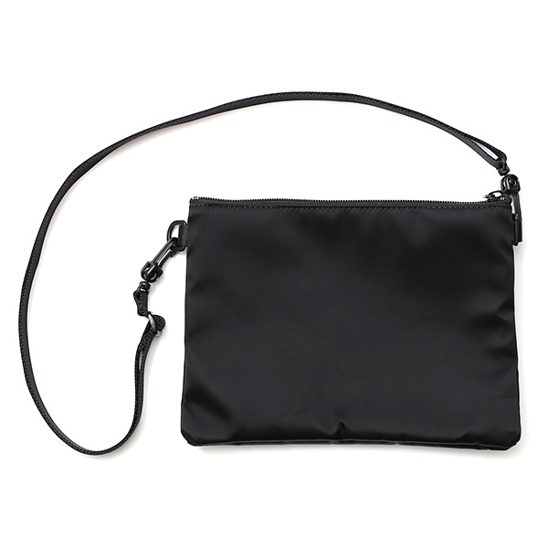  サコッシュ ショルダーバッグ メンズ レディース ナイロン シンプル 薄マチ 斜めがけ ブラック 黒 黒色 本革 レザー 日本製 高級 軽量 ショルダー カバン ミニポーチ 鞄 アウトドア カジュアル レクト(LEKT)