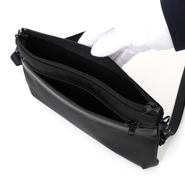 サコッシュ ショルダーバッグ メンズ レディース ナイロン シンプル 薄マチ 斜めがけ ブラック 黒 黒色 本革 レザー 日本製 高級 軽量 ショルダー カバン ミニポーチ 鞄 アウトドア カジュアル レクト(LEKT)