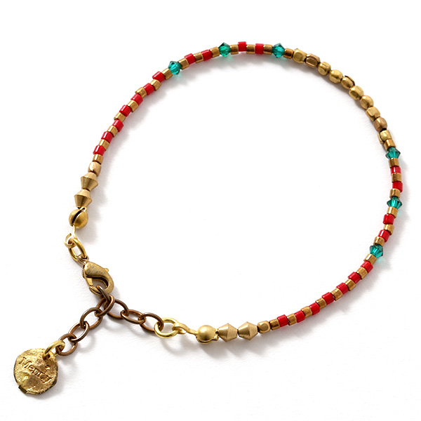 メニー(Menny) スワロフスキー ブレスレット レッド/グリーン