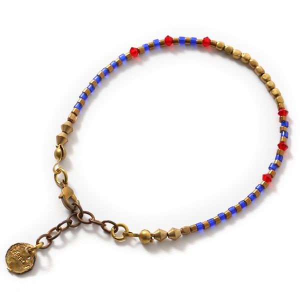 メニー(Menny) スワロフスキー ブレスレット ブルー/レッド