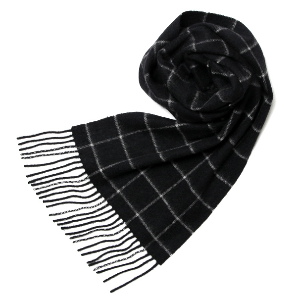 NORTH PEACE FARM(ノースピースファーム) カシミヤ100％ マフラー(160×30cm) ブラック/ウィンドウペンチェック