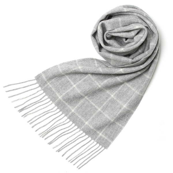NORTH PEACE FARM(ノースピースファーム) カシミヤ100％ マフラー(160×30cm) グレー/ウィンドウペンチェック
