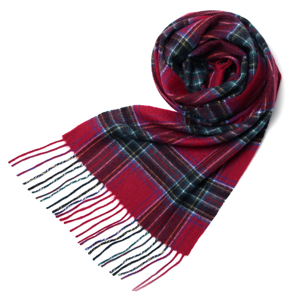 NORTH PEACE FARM(ノースピースファーム) カシミヤ100％ マフラー(160×30cm) レッド/チェック