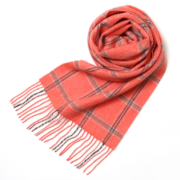 NORTH PEACE FARM(ノースピースファーム) カシミヤ100％ マフラー(160×30cm) オレンジチェック