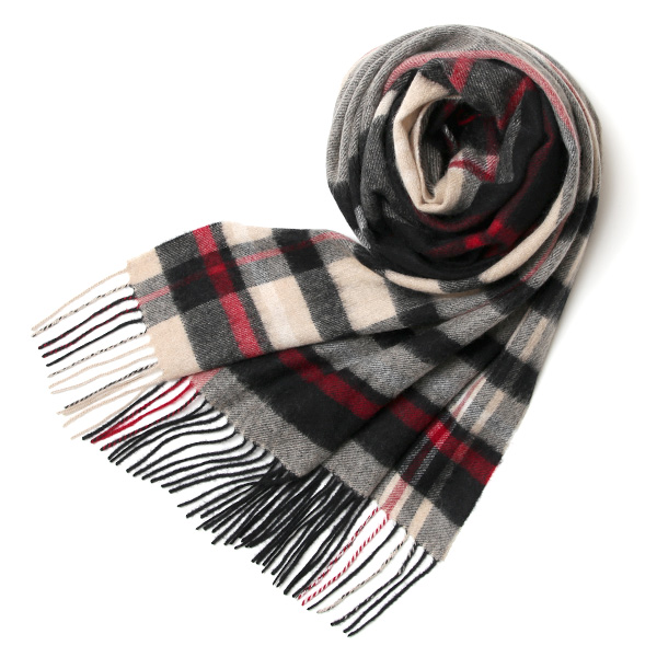 NORTH PEACE FARM(ノースピースファーム) カシミヤ100％ ストール(170×60cm) ブラックチェック