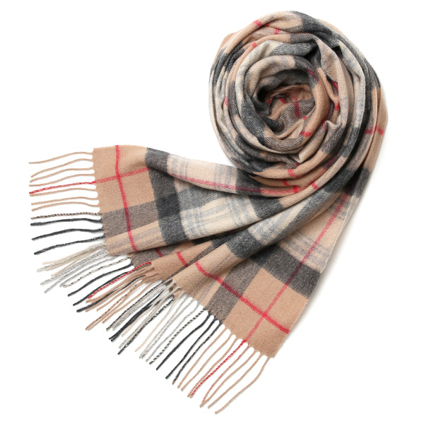 NORTH PEACE FARM(ノースピースファーム) カシミヤ100％ ストール(170×60cm) キャメルタータン