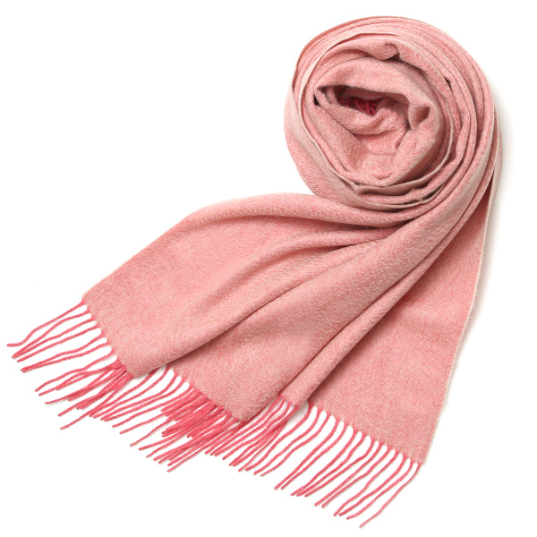 NORTH PEACE FARM(ノースピースファーム) カシミヤ100％ ストール(170×60cm) ライトレッド/ベージュ