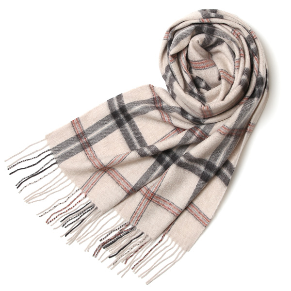 NORTH PEACE FARM(ノースピースファーム) カシミヤ100％ ストール(170×60cm) ベージュチェック